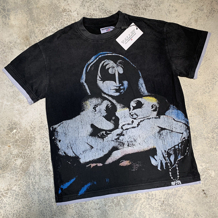 American Retro Distressed Streetwear T-Shirt