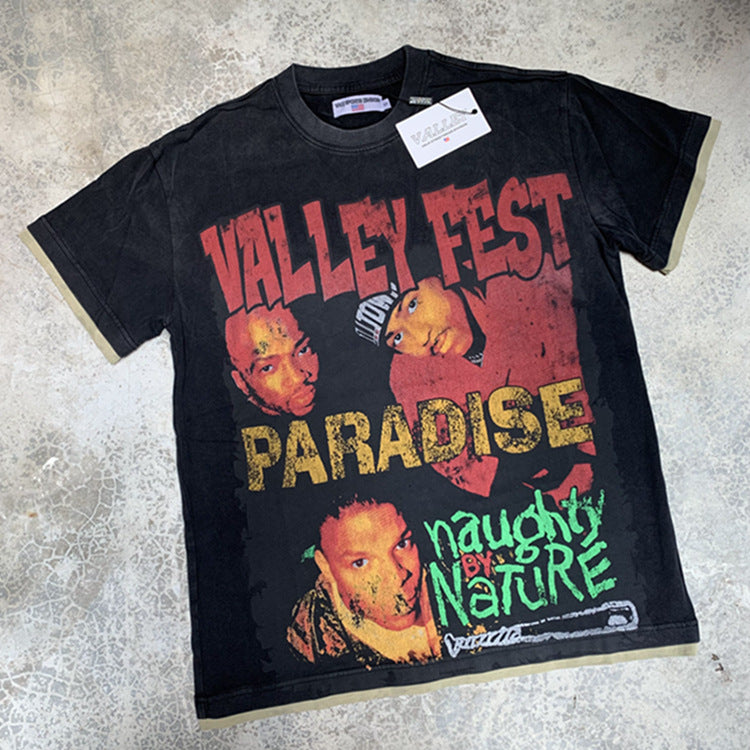 American Retro Distressed Streetwear T-Shirt
