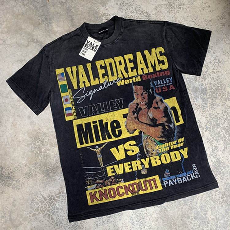 American Retro Distressed Streetwear T-Shirt