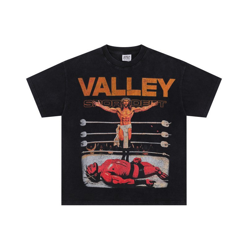American Retro Distressed Streetwear T-Shirt