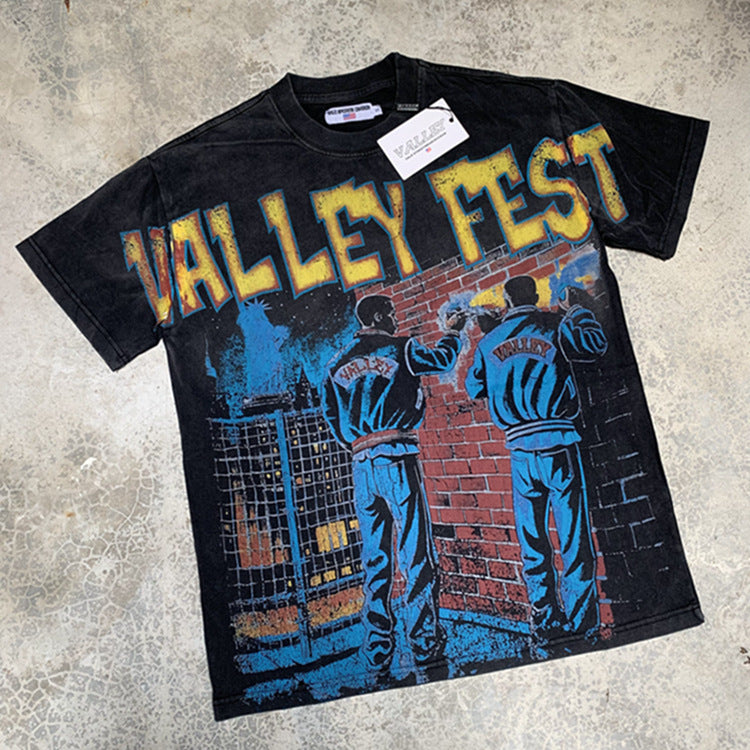 American Retro Distressed Streetwear T-Shirt