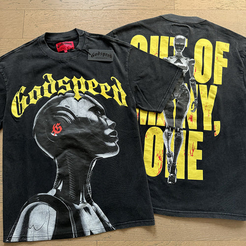 American Fashion Skull Rock Band Crewneck plus size Loose Short Sleeve T-shirt Couples Wholesale