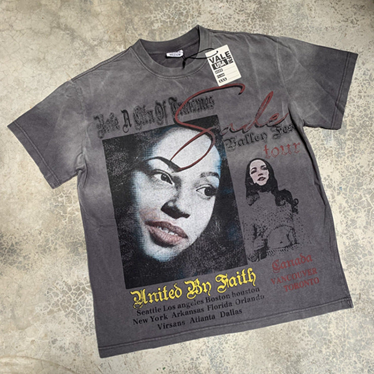 American Retro Distressed Streetwear T-Shirt